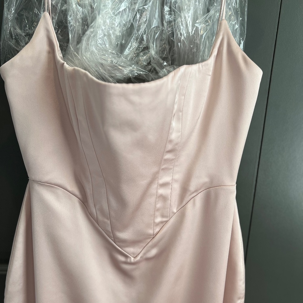 Olivette Crystal Satin Corset Maxi Dress-Size Large - Picture 10 of 15
